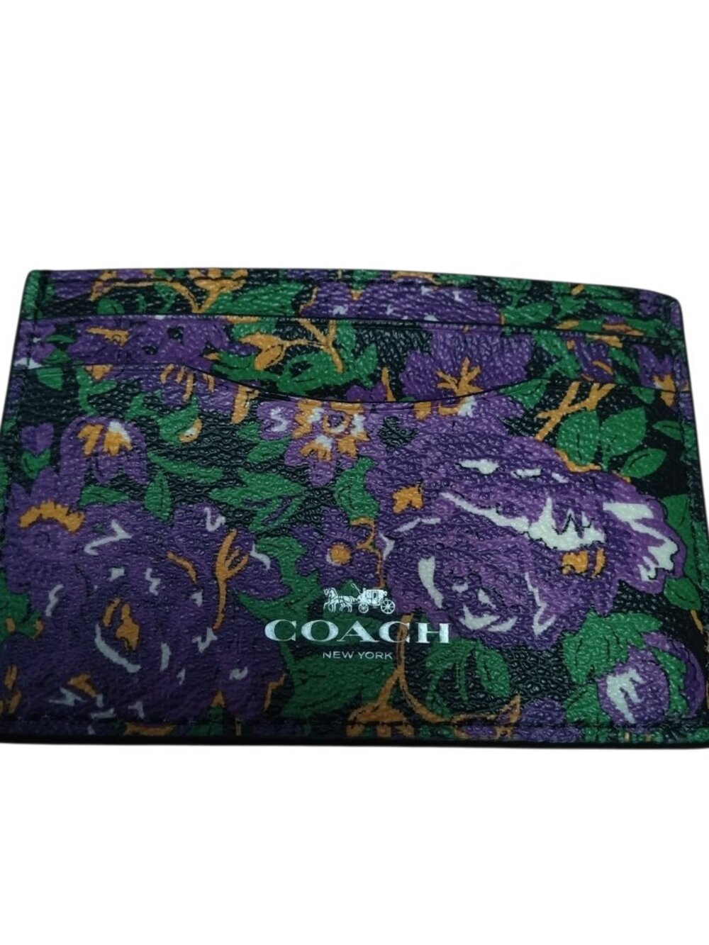 Coach Rose Meadow Card Case Holder Floral Leather Logo Money Colorful Designer